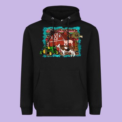 Farm Life Tractor Cow Pig Rooster Heavyweight Hoodie Designed By Artiststas