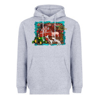 Heather Grey farm life tractor cow pig rooster Heavyweight Hoodie - Artiststas
