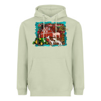 Matcha farm life tractor cow pig rooster Heavyweight Hoodie - Artiststas