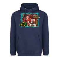 Navy farm life tractor cow pig rooster Heavyweight Hoodie - Artiststas