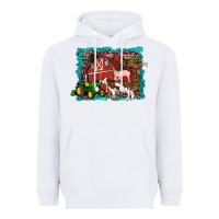 White farm life tractor cow pig rooster Heavyweight Hoodie - Artiststas