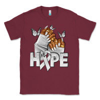 Burgundy hope white ribbon lung cancer nails Classic Tee - NancyCooperArtShop