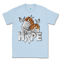 Dusty Blue hope white ribbon lung cancer nails Classic Tee - NancyCooperArtShop