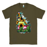 Army Green Idaho Map Sunflower Cactus Serape Classic Tee - RanaPortraitStore