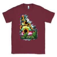 Burgundy Idaho Map Sunflower Cactus Serape Classic Tee - RanaPortraitStore