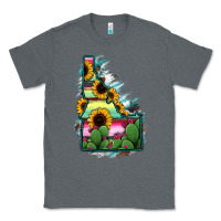 Charcoal Heather Idaho Map Sunflower Cactus Serape Classic Tee - RanaPortraitStore