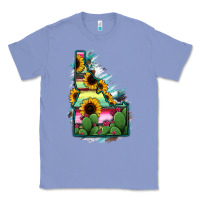 Colony Blue Idaho Map Sunflower Cactus Serape Classic Tee - RanaPortraitStore