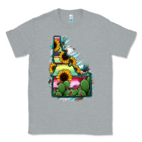 Heather Grey Idaho Map Sunflower Cactus Serape Classic Tee - RanaPortraitStore