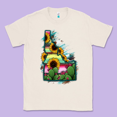 Idaho Map Sunflower Cactus Serape Classic Tee Designed By Ranaportraitstore