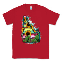Red Idaho Map Sunflower Cactus Serape Classic Tee - RanaPortraitStore