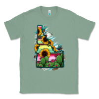 Sage Idaho Map Sunflower Cactus Serape Classic Tee - RanaPortraitStore