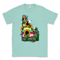 Seafoam Idaho Map Sunflower Cactus Serape Classic Tee - RanaPortraitStore