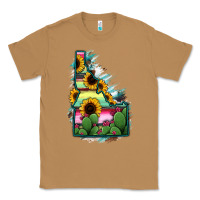 Toasted Coconut Idaho Map Sunflower Cactus Serape Classic Tee - RanaPortraitStore