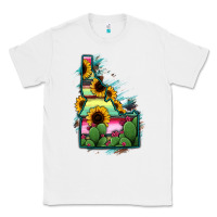 White Idaho Map Sunflower Cactus Serape Classic Tee - RanaPortraitStore