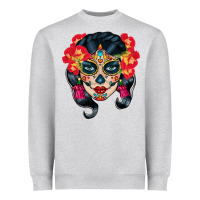 Heather Grey sugar skull Heavyweight Sweatshirt - BundleAndBundleShop