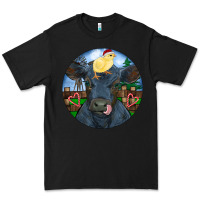 Black Black Angus Cattle with Santa Chick Christmas Premium Tee - RanaPortraitStore