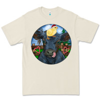 Bone Black Angus Cattle with Santa Chick Christmas Premium Tee - RanaPortraitStore