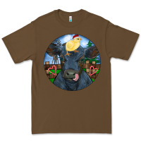 Cacao Black Angus Cattle with Santa Chick Christmas Premium Tee - RanaPortraitStore