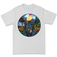 Black Angus Cattle With Santa Chick Christmas Premium Tee | Teevron