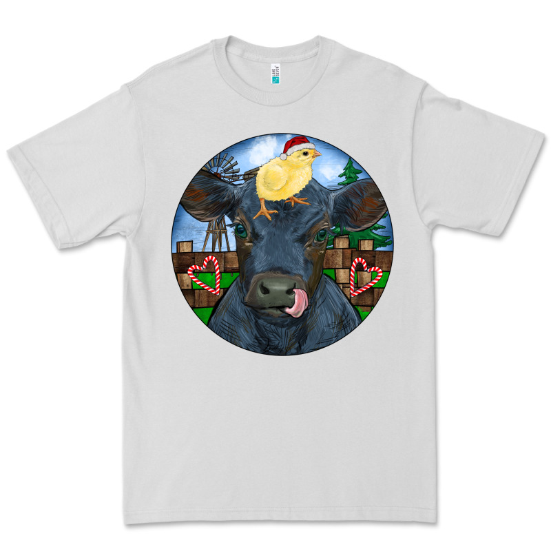 Black Angus Cattle With Santa Chick Christmas Premium Tee by RanaPortraitStore | Teevron
