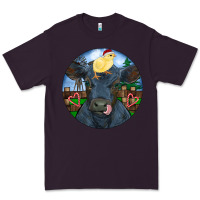 Plum Black Angus Cattle with Santa Chick Christmas Premium Tee - RanaPortraitStore