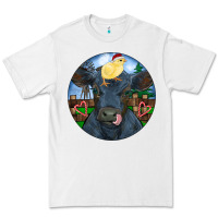 White Black Angus Cattle with Santa Chick Christmas Premium Tee - RanaPortraitStore