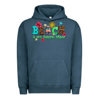 Pigment Midnight Navy beach is my happy place Urban Hoodie - AdoDesignShop