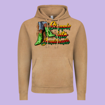 Steppin Into Juneteenth Heels Vintage Hoodie Designed By Cowgirlartshop