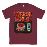 Burgundy Horror Movies and Chill Classic Tee - texasbilliewilder