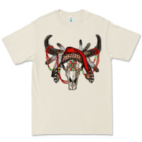 Bone Western Christmas Bull Skull Premium Tee - RanaPortraitStore