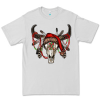 Dove Grey Western Christmas Bull Skull Premium Tee - RanaPortraitStore
