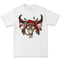 White Western Christmas Bull Skull Premium Tee - RanaPortraitStore