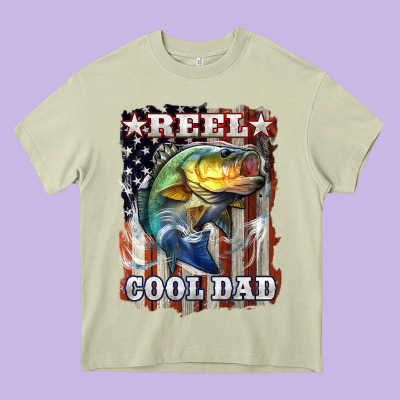 Reel Cool Dad Bass 4th Of July Heavy Core Tee Designed By Lillyallendesigns