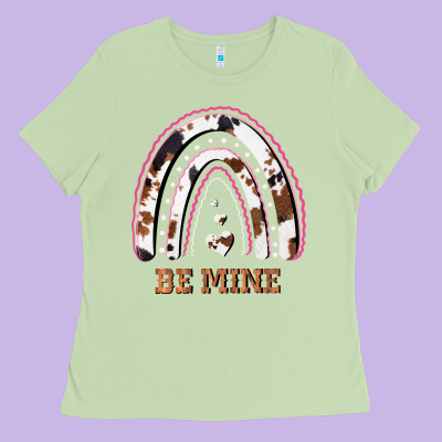 Valentines Day Rainbow, Valentines Day Rainbow Cowhide, Ladies Tee Designed By Bettercallsaul