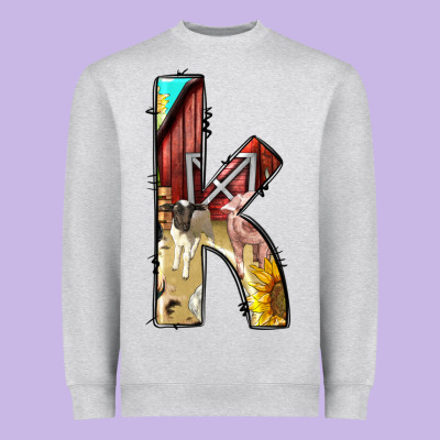 Farm Life Alphabet Lowercase Letters K Heavyweight Sweatshirt Designed By Bundleandbundleshop