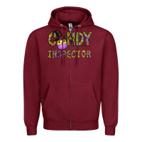 Burgundy Candy Inspector Zipper Hoodie - CowhideDigitalArt