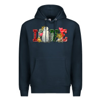 Navy christmas penguin love Premium Hoodie - FaDigitalArtStudio