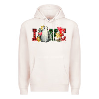 Pale Pink christmas penguin love Premium Hoodie - FaDigitalArtStudio