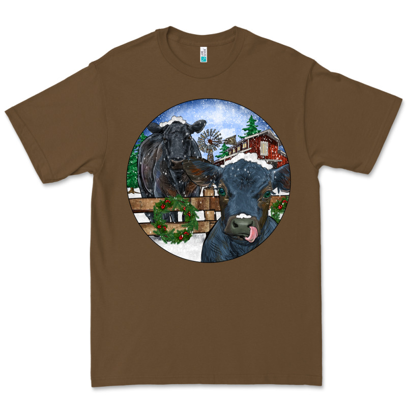 Black Angus Cattle And Calf Christmas Premium Tee by RanaPortraitStore | Teevron