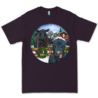 Plum Black Angus Cattle and Calf Christmas Premium Tee - RanaPortraitStore