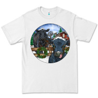 White Black Angus Cattle and Calf Christmas Premium Tee - RanaPortraitStore