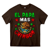 Chocolate Brown El Papa Mas Chingon Mexican Flag Heavy Core Tee - LillyAllenDesigns