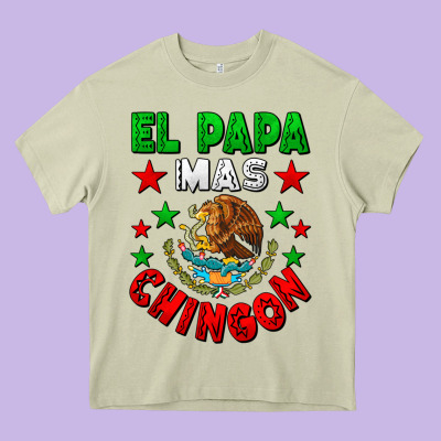 El Papa Mas Chingon Mexican Flag Heavy Core Tee Designed By Lillyallendesigns