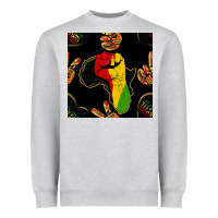 Heather Grey African Freedom Seamless Pattern Heavyweight Sweatshirt - BundleAndBundleShop