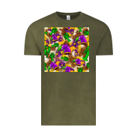 Vintage Olive Mardi Gras jester had and crawfish with leopard pa Vintage Tee - HowdyJamesFarm