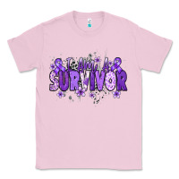 Bubblegum Pink I am a survivor purple ribbon Classic Tee - NancyCooperArtShop