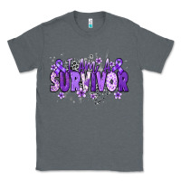Charcoal Heather I am a survivor purple ribbon Classic Tee - NancyCooperArtShop