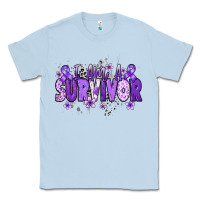 Dusty Blue I am a survivor purple ribbon Classic Tee - NancyCooperArtShop