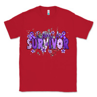 Red I am a survivor purple ribbon Classic Tee - NancyCooperArtShop