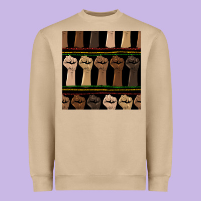 Melanin Rised Fist Seamless Pattern Heavyweight Sweatshirt Designed By Bundleandbundleshop